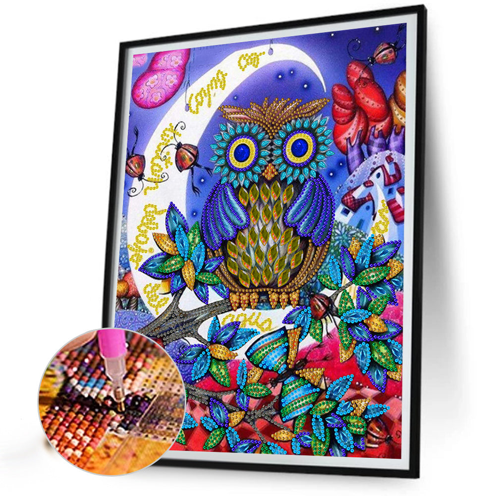 Owl 30*40CM(Canvas) Special Shaped Drill Diamond Painting