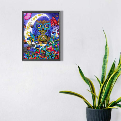 Owl 30*40CM(Canvas) Special Shaped Drill Diamond Painting