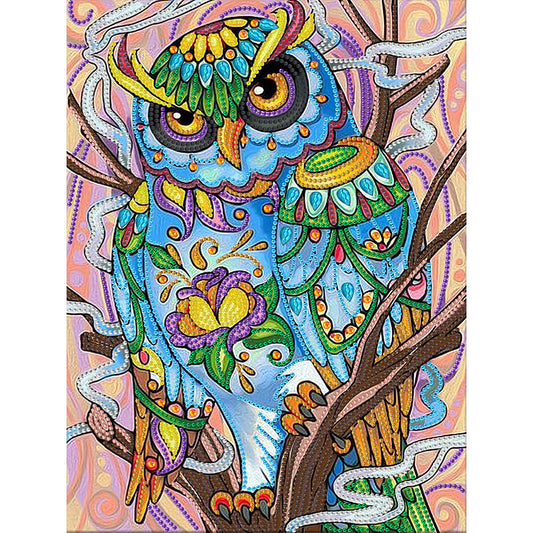 Owl 30*40CM(Canvas) Special Shaped Drill Diamond Painting