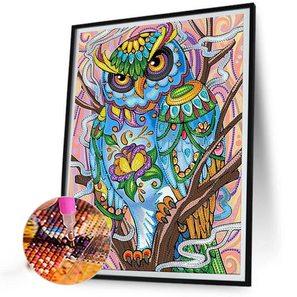 Owl 30*40CM(Canvas) Special Shaped Drill Diamond Painting