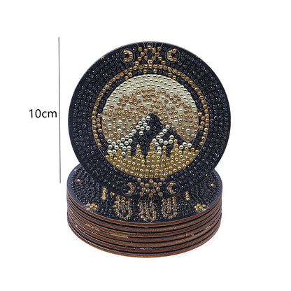 DIY Diamonds Painting Coaster with Rack Woody Cartoon Cup Mat Home Accessories