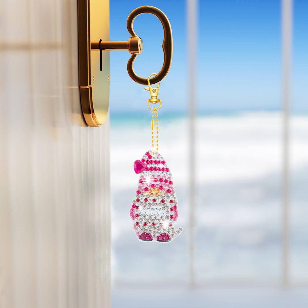 DIY Diamonds Painting Keychain Art Crafts Cartoon Key Ring Crystal for Kids Gift