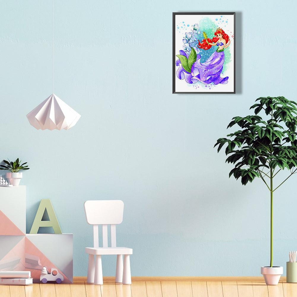 Princess Mermaid Ariel - Full Round Drill Diamond Painting 30*40CM