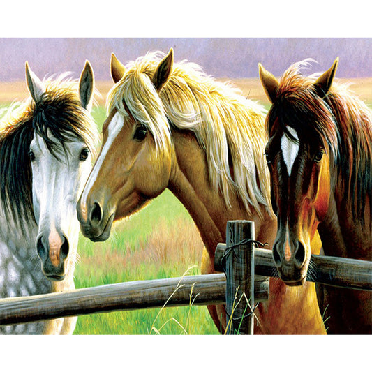 Horse In The Fence - Full Round Drill Diamond Painting 50*40CM