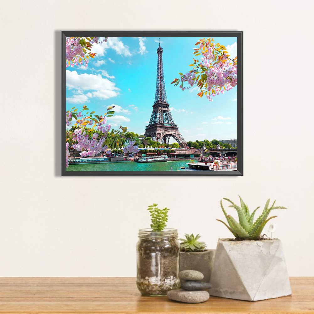 Eiffel Tower Scenery - Full Round Drill Diamond Painting 50*40CM