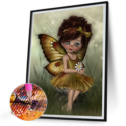 Cartoon Girl With Big Eyes 30*40CM(Canvas) Full Round Drill Diamond Painting