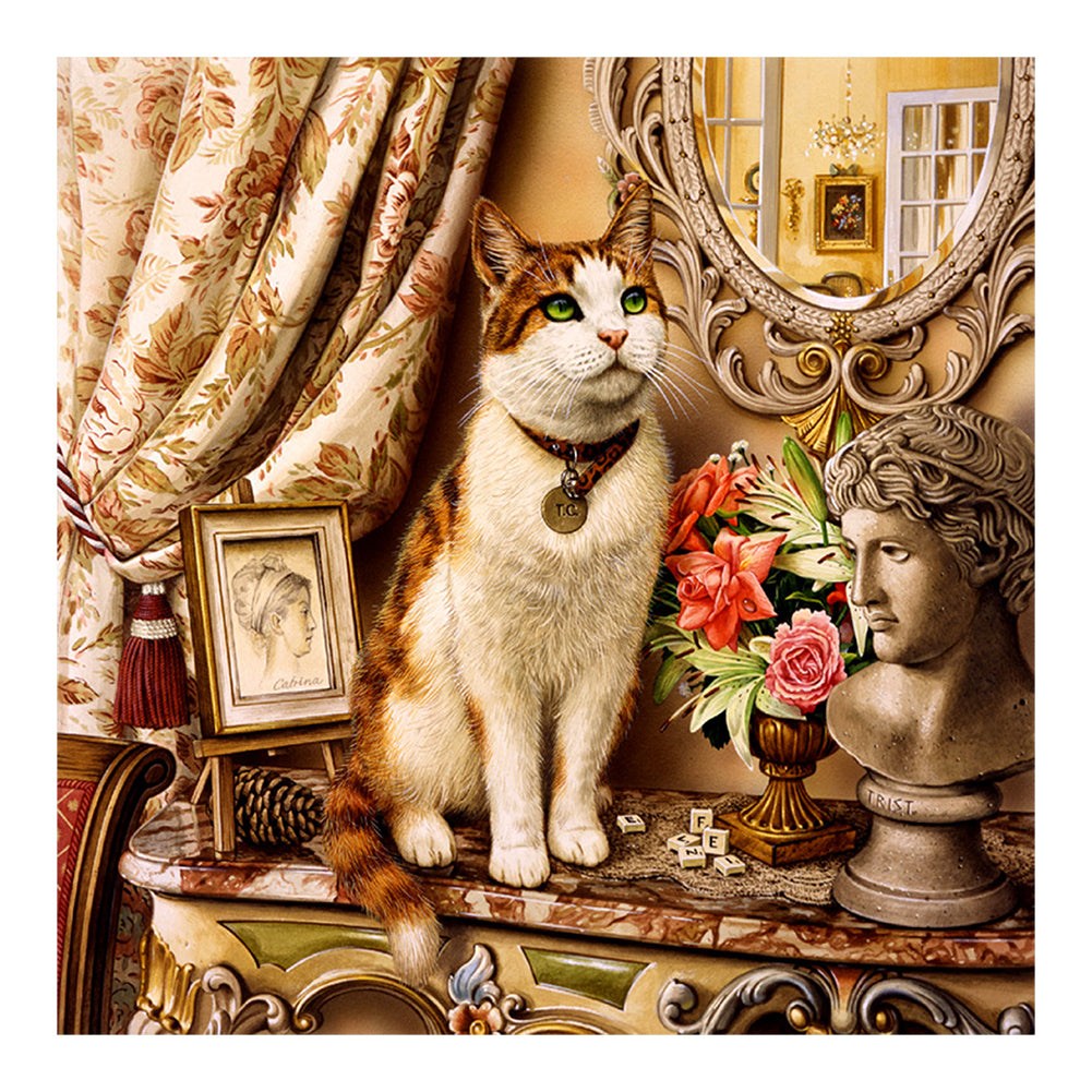 Cat On The Counter 40*40CM(Canvas) Full Round Drill Diamond Painting