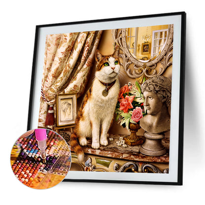 Cat On The Counter 40*40CM(Canvas) Full Round Drill Diamond Painting