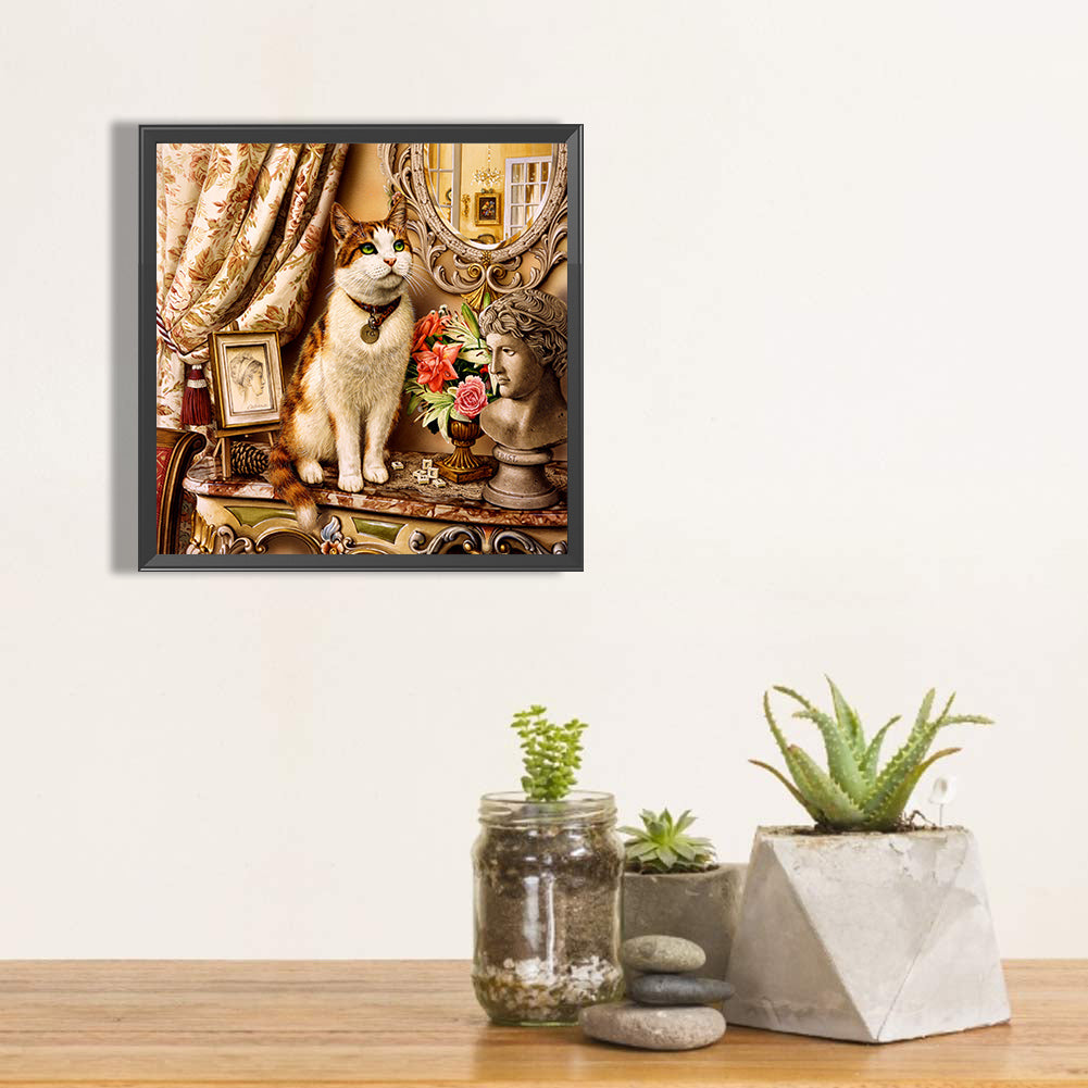 Cat On The Counter 40*40CM(Canvas) Full Round Drill Diamond Painting