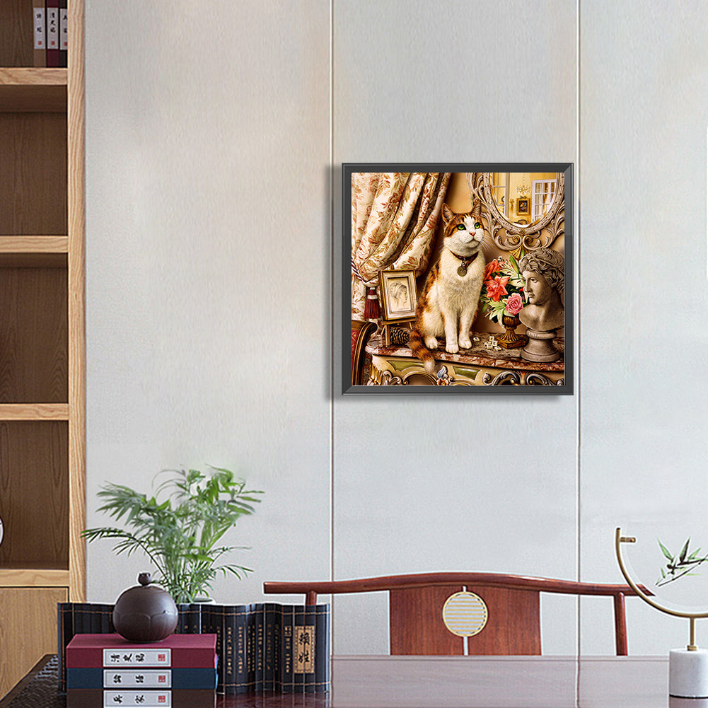 Cat On The Counter 40*40CM(Canvas) Full Round Drill Diamond Painting