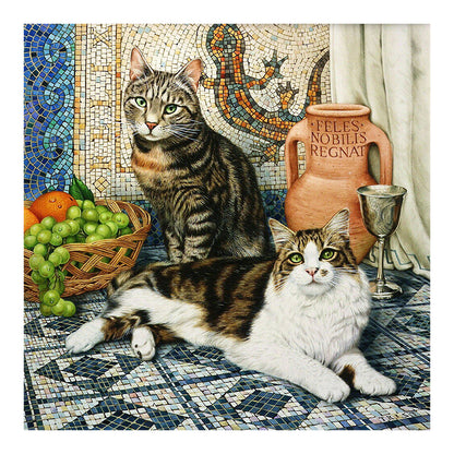 Dazed Two Cats 40*40CM(Canvas) Full Round Drill Diamond Painting