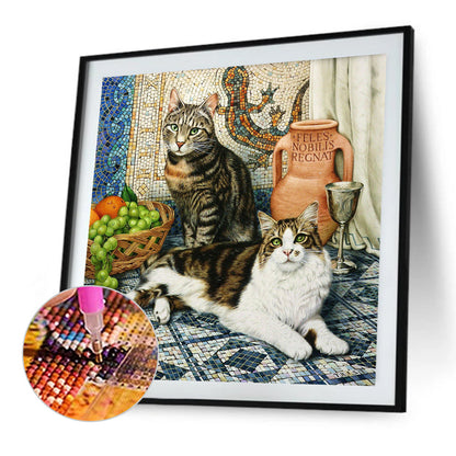 Dazed Two Cats 40*40CM(Canvas) Full Round Drill Diamond Painting