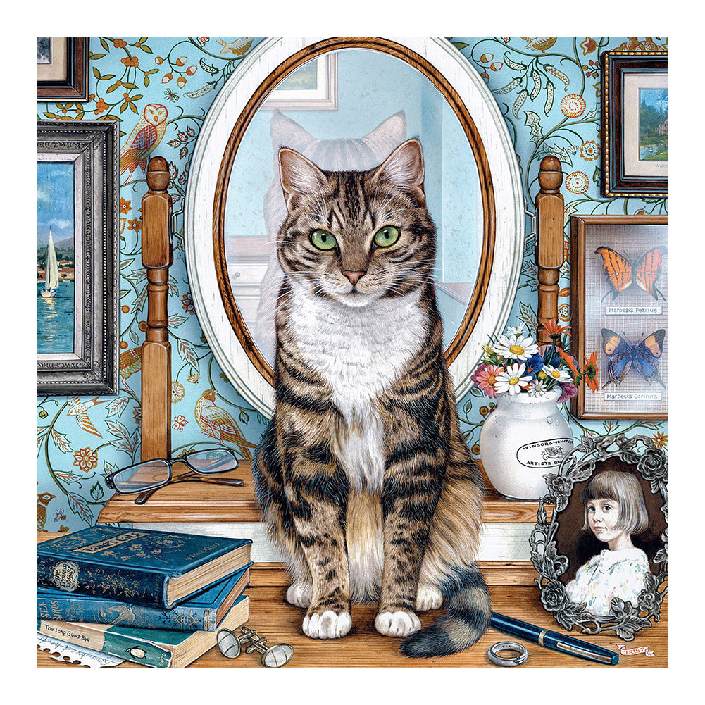 Cat In Front Of Mirror - Full Round Drill Diamond Painting 40*40CM