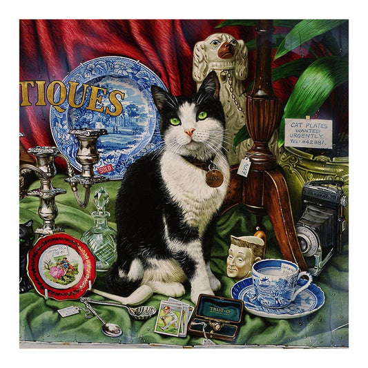 The Cow Cat In The Decoration Pile 40*40CM(Canvas) Full Round Drill Diamond Painting