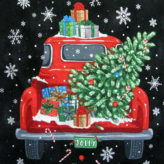 Red Car Christmas Tree - Full Square Drill Diamond Painting 30*30CM