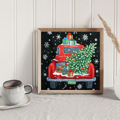 Red Car Christmas Tree - Full Square Drill Diamond Painting 30*30CM