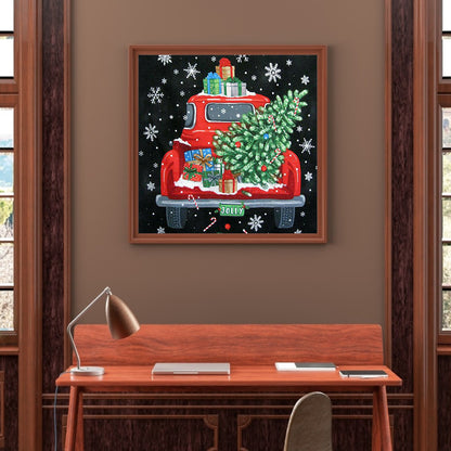 Red Car Christmas Tree - Full Square Drill Diamond Painting 30*30CM