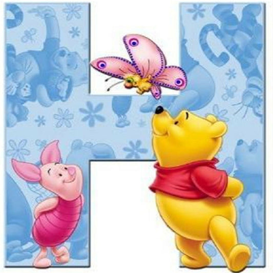 H Letter Winnie The Pooh - Full Square Drill Diamond Painting 30*30CM