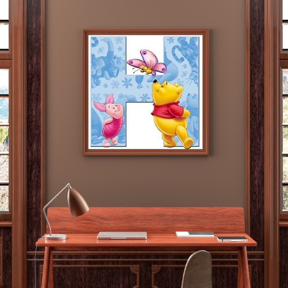 H Letter Winnie The Pooh - Full Square Drill Diamond Painting 30*30CM