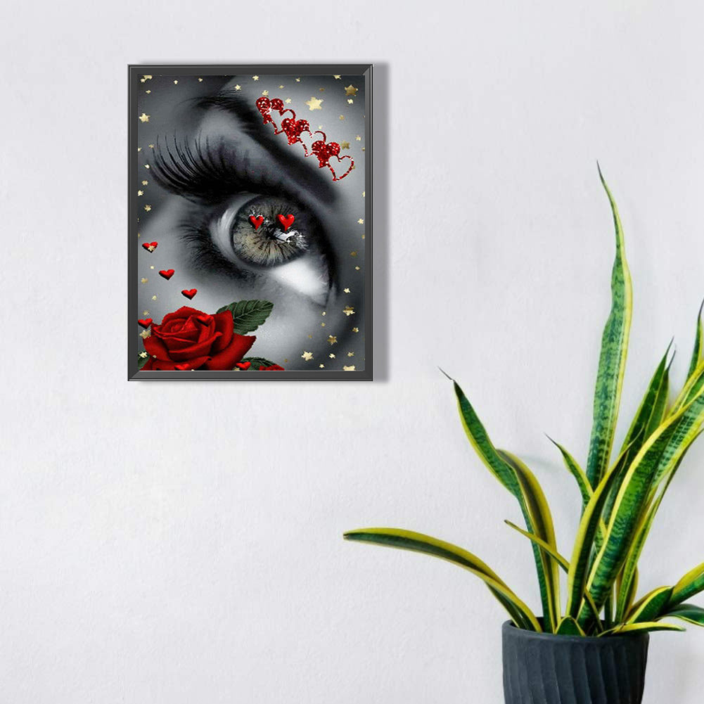 Rose Big Eyes Woman - Full Square Drill Diamond Painting 40*50CM