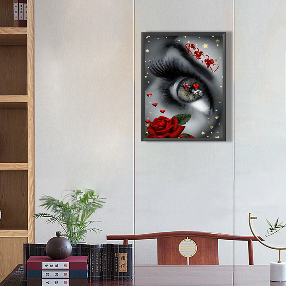 Rose Big Eyes Woman 40*50CM(Canvas) Full Square Drill Diamond Painting