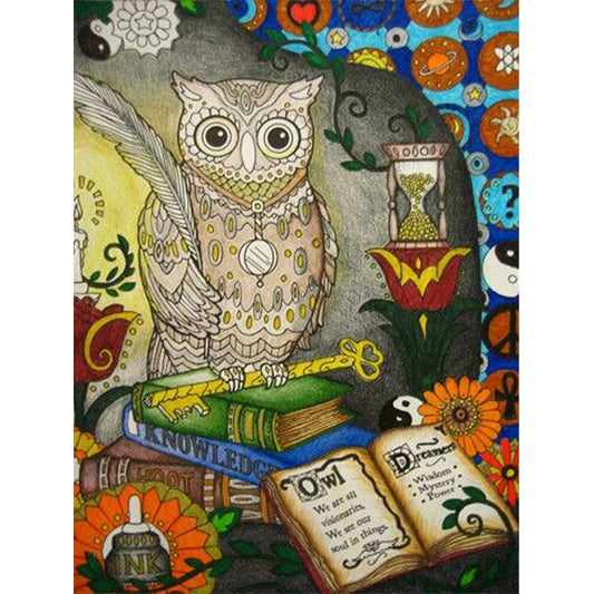 Owl - Full Round Drill Diamond Painting 30*40CM