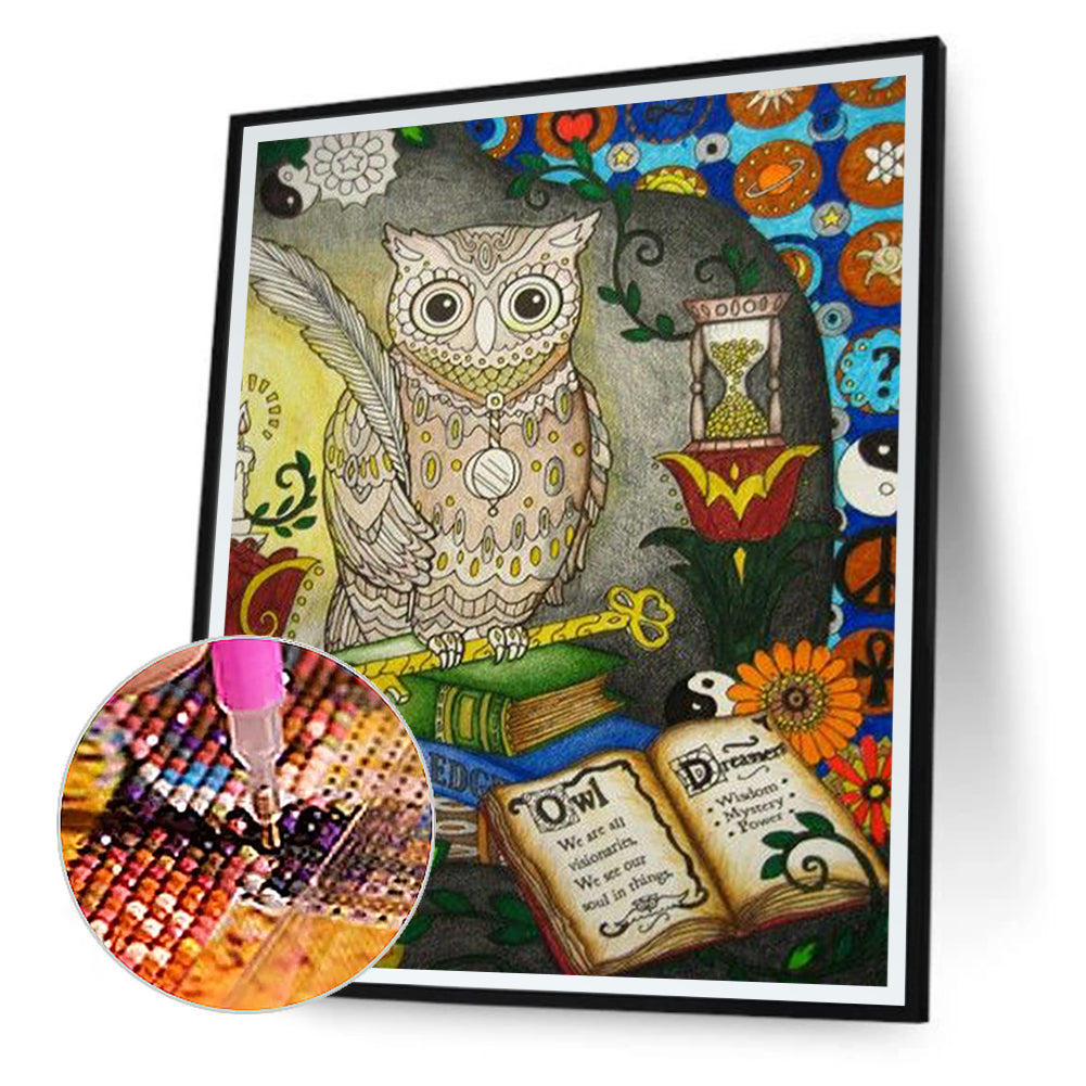 Owl - Full Round Drill Diamond Painting 30*40CM