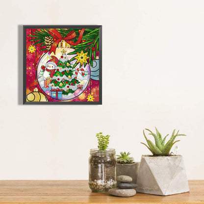 Christmas Snowman Christmas Tree 30*30CM(Canvas) Special Shaped Drill Diamond Painting