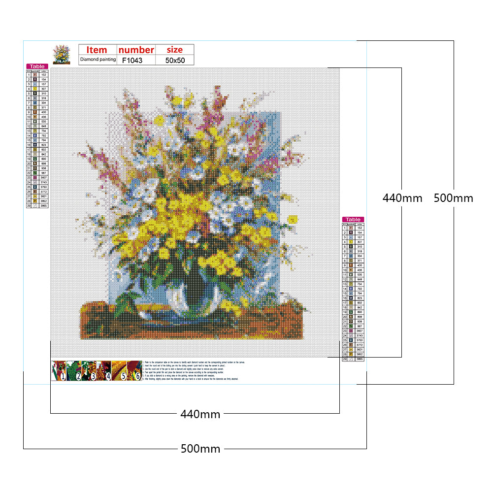 Oil Painting Vase - Full Square Drill Diamond Painting 50*50CM