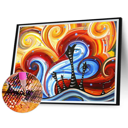 Abstract Hipster House - Full Round Drill Diamond Painting 40*30CM