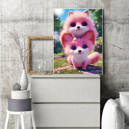 Pink Fox - Full Round Drill Diamond Painting 30*40CM