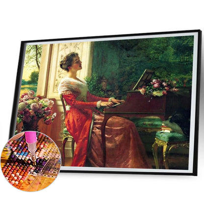 Oil Painting Aristocratic Lady - Full Round Drill Diamond Painting 50*40CM