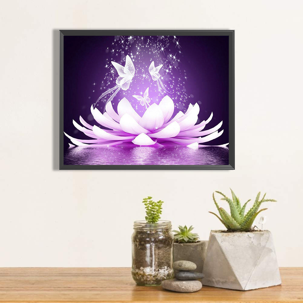 Purple Lotus - Full Round Drill Diamond Painting 50*40CM