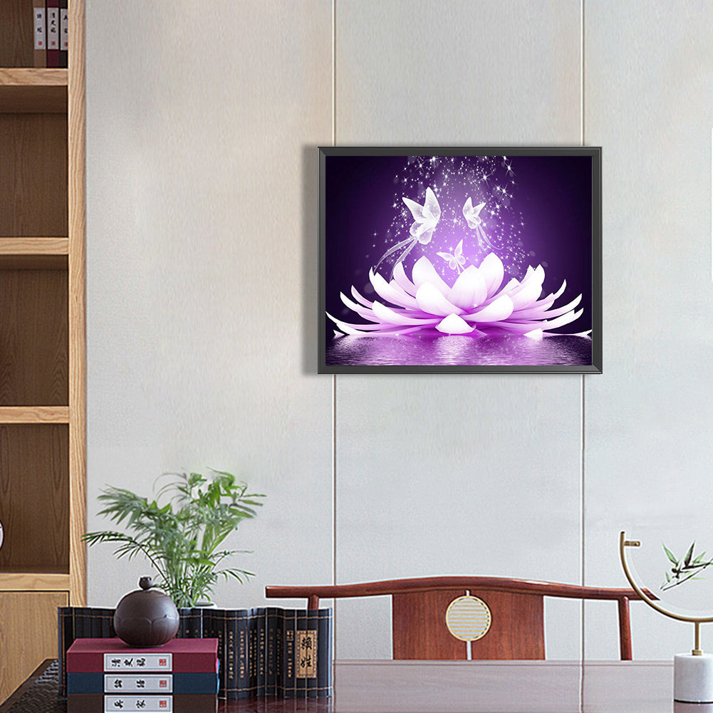 Purple Lotus - Full Round Drill Diamond Painting 50*40CM