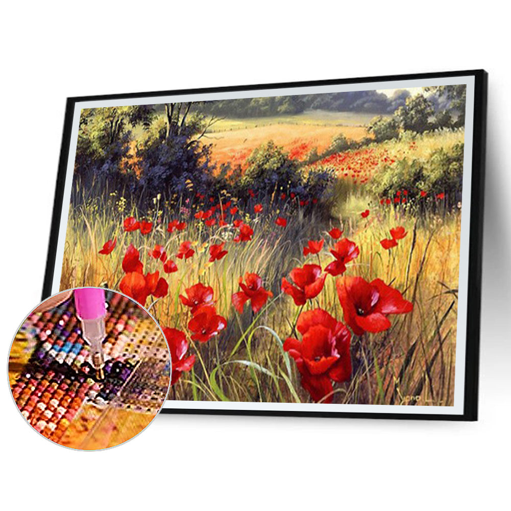 Poppies In The Field - Full Square Drill Diamond Painting 60*50CM