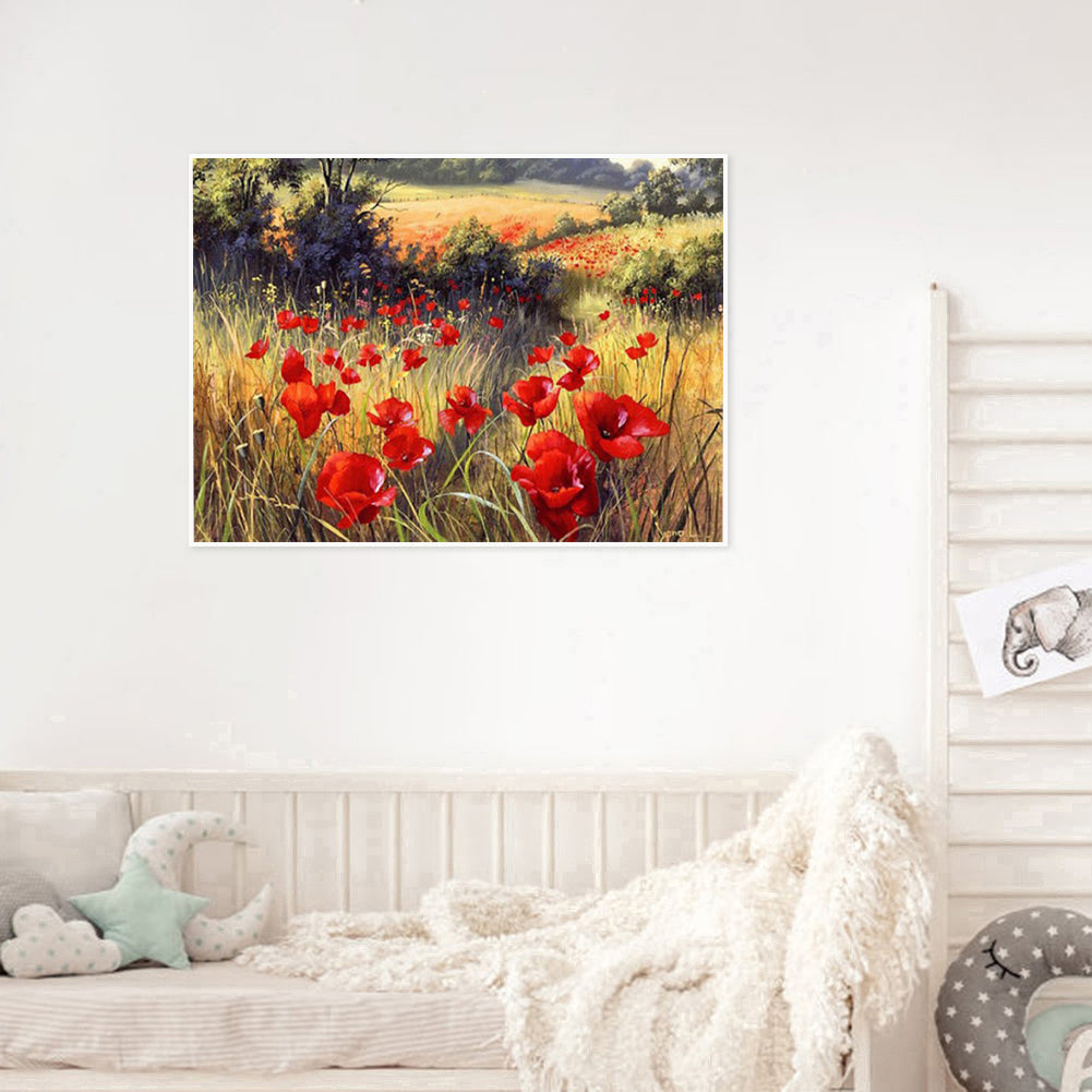 Poppies In The Field - Full Square Drill Diamond Painting 60*50CM