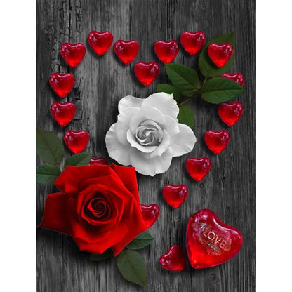 Valentine'S Day Love Rose 30*40CM(Canvas) Full Round Drill Diamond Painting