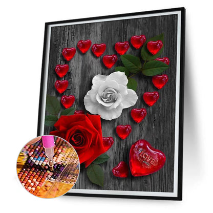 Valentine'S Day Love Rose 30*40CM(Canvas) Full Round Drill Diamond Painting