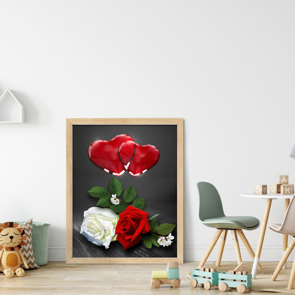 Valentine'S Day Love Rose 30*40CM(Canvas) Full Round Drill Diamond Painting
