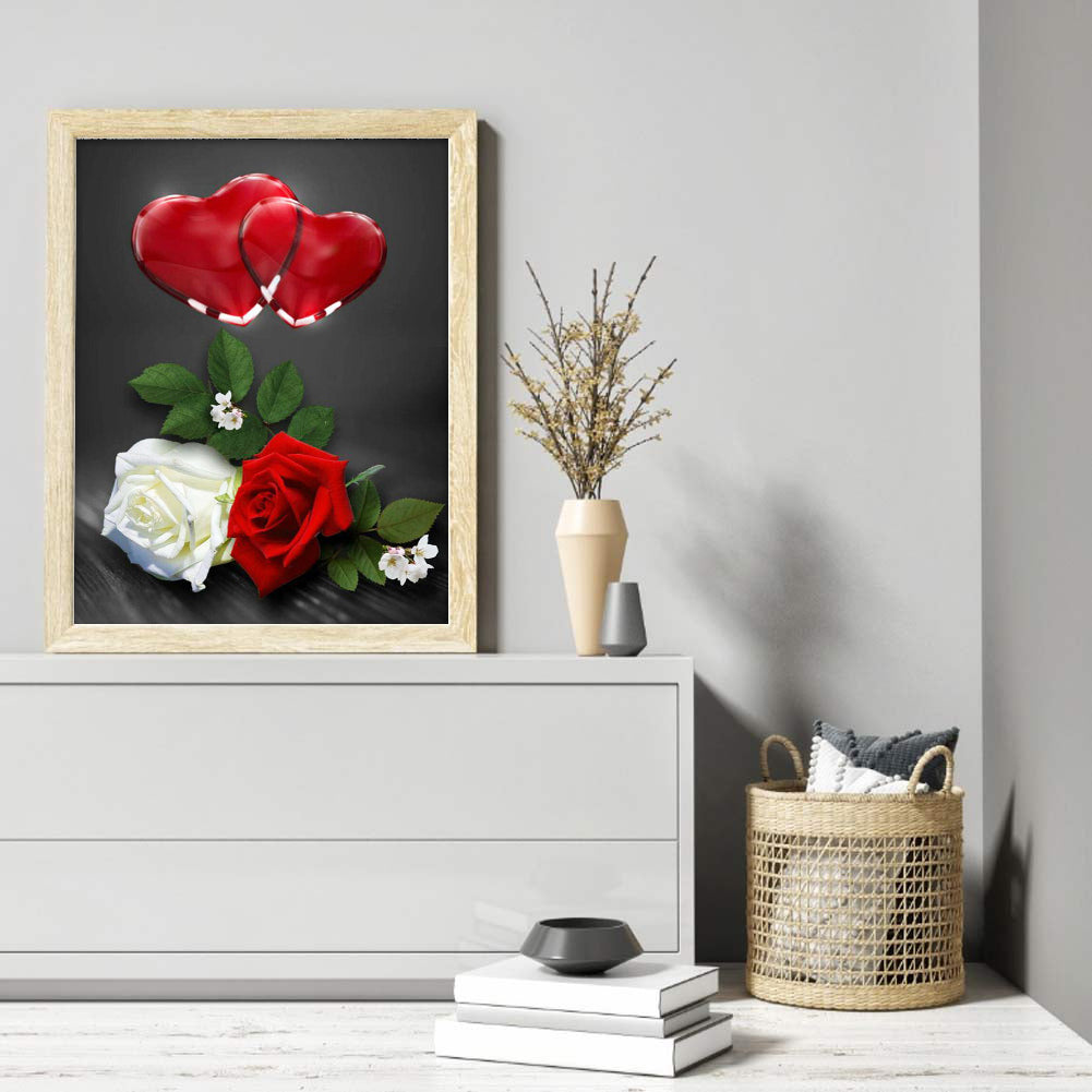 Valentine'S Day Love Rose 30*40CM(Canvas) Full Round Drill Diamond Painting