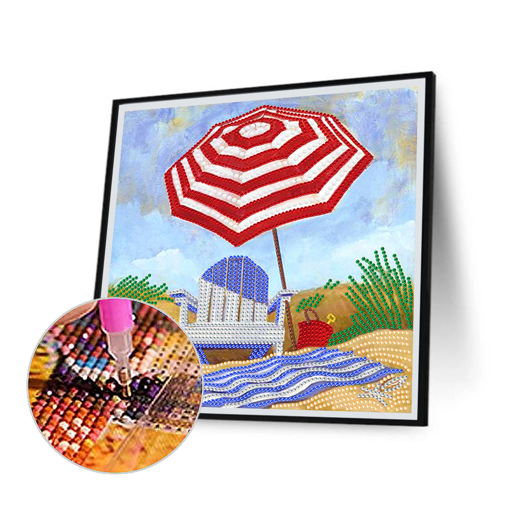Beach Footprint - Special Shaped Drill Diamond Painting 30*30CM