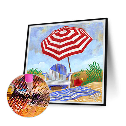 Beach Footprint - Special Shaped Drill Diamond Painting 30*30CM