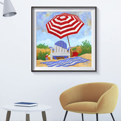 Beach Footprint - Special Shaped Drill Diamond Painting 30*30CM