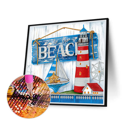 Beach Footprint - Special Shaped Drill Diamond Painting 30*30CM