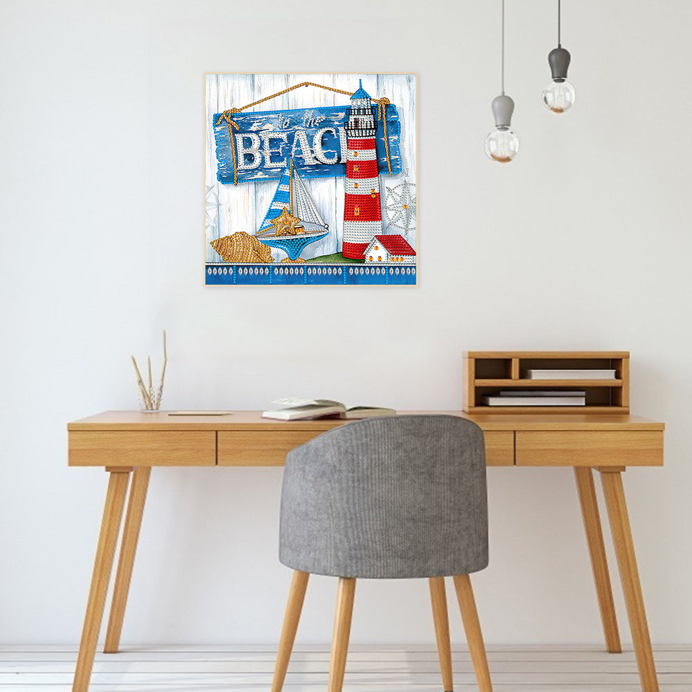 Beach Footprint - Special Shaped Drill Diamond Painting 30*30CM