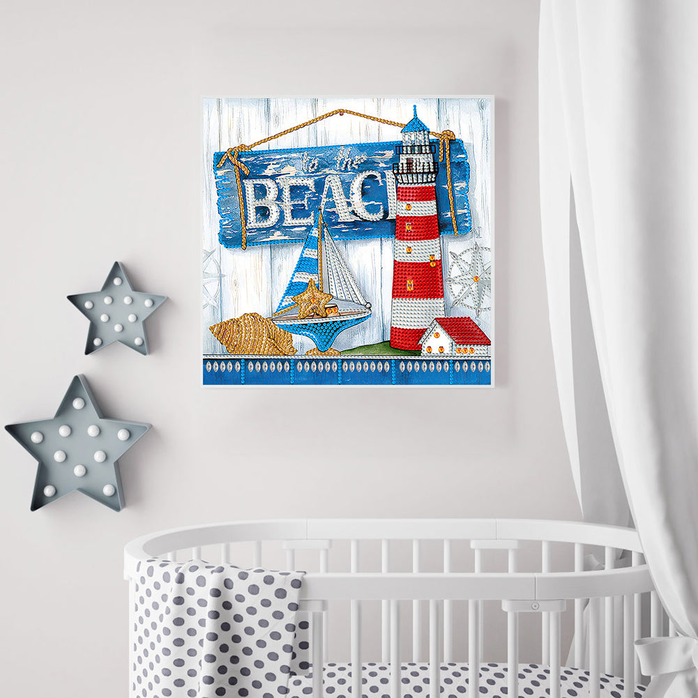 Beach Footprint - Special Shaped Drill Diamond Painting 30*30CM