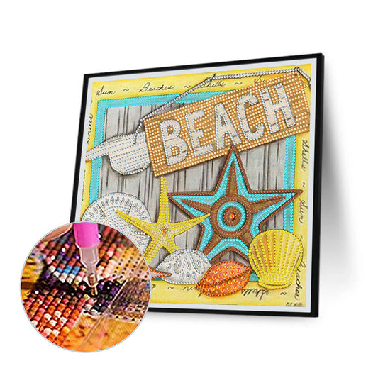 Beach Footprint - Special Shaped Drill Diamond Painting 30*30CM