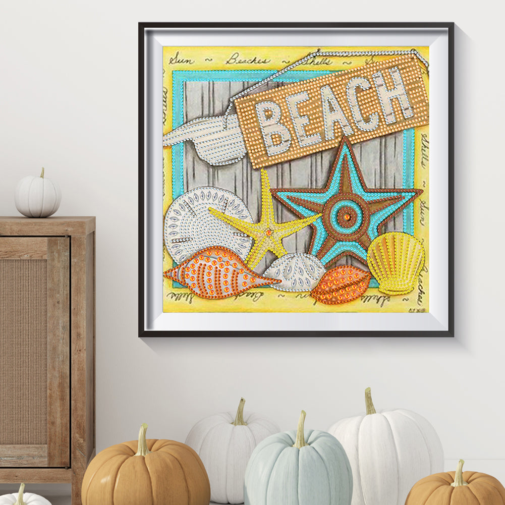 Beach Footprint - Special Shaped Drill Diamond Painting 30*30CM