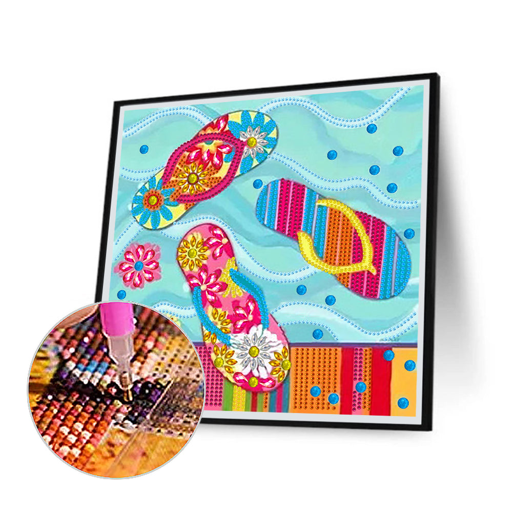 Beach Footprint - Special Shaped Drill Diamond Painting 30*30CM