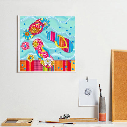 Beach Footprint - Special Shaped Drill Diamond Painting 30*30CM